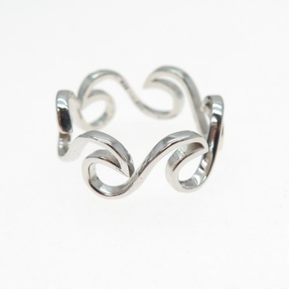 925 Sterling Silver Wave Ring Size 7.25 - Picture 3 of 8